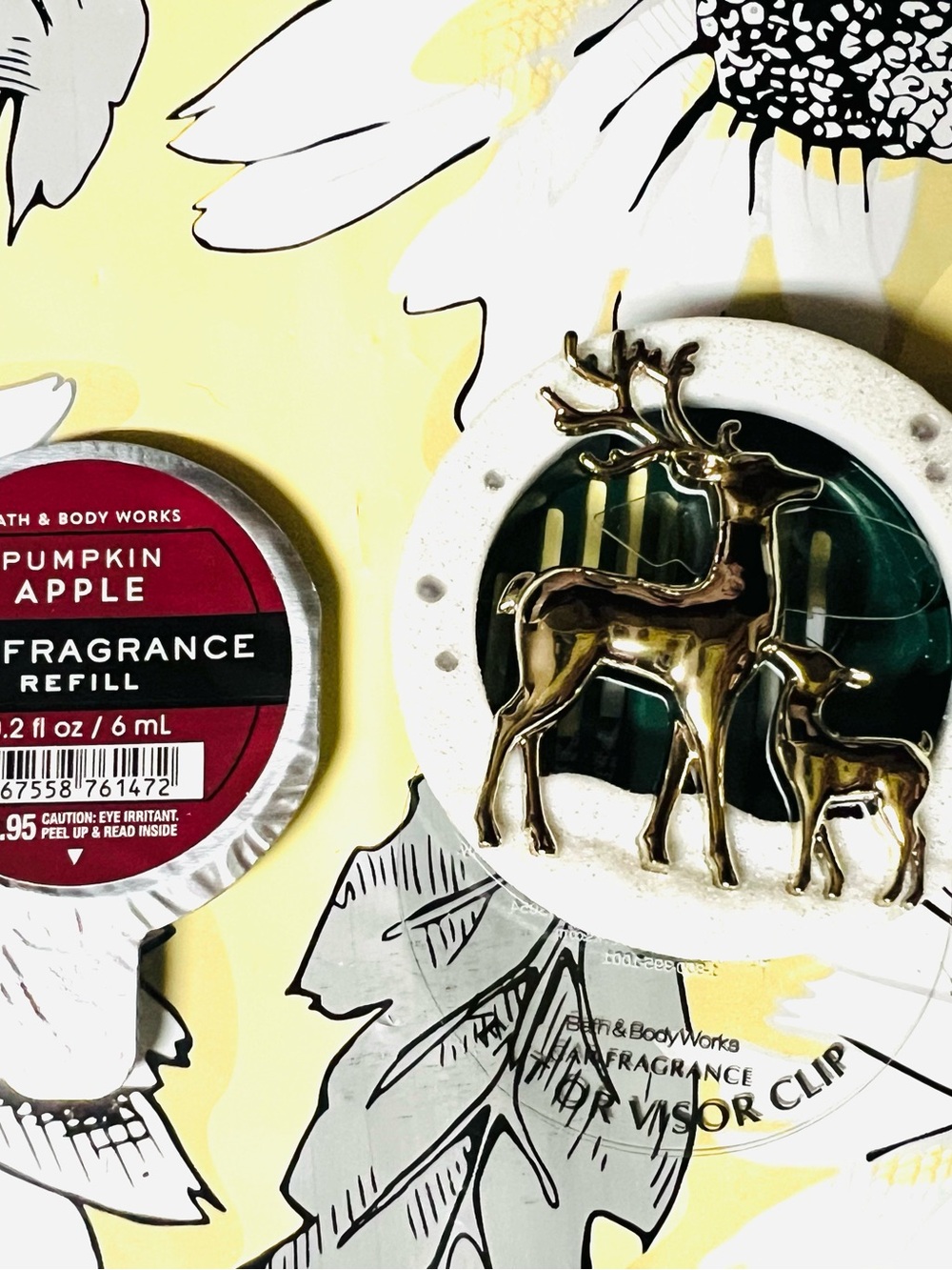 Bath Body Works Vent Visor Clip Reindeer Fragrance Refill Holiday W/Car Refill